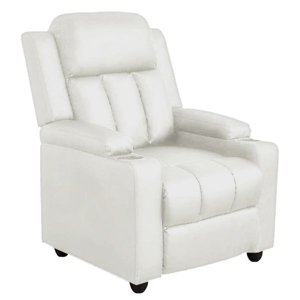 Detec™Classy 1 Seater Manual Recliner With Cupholders White Colour