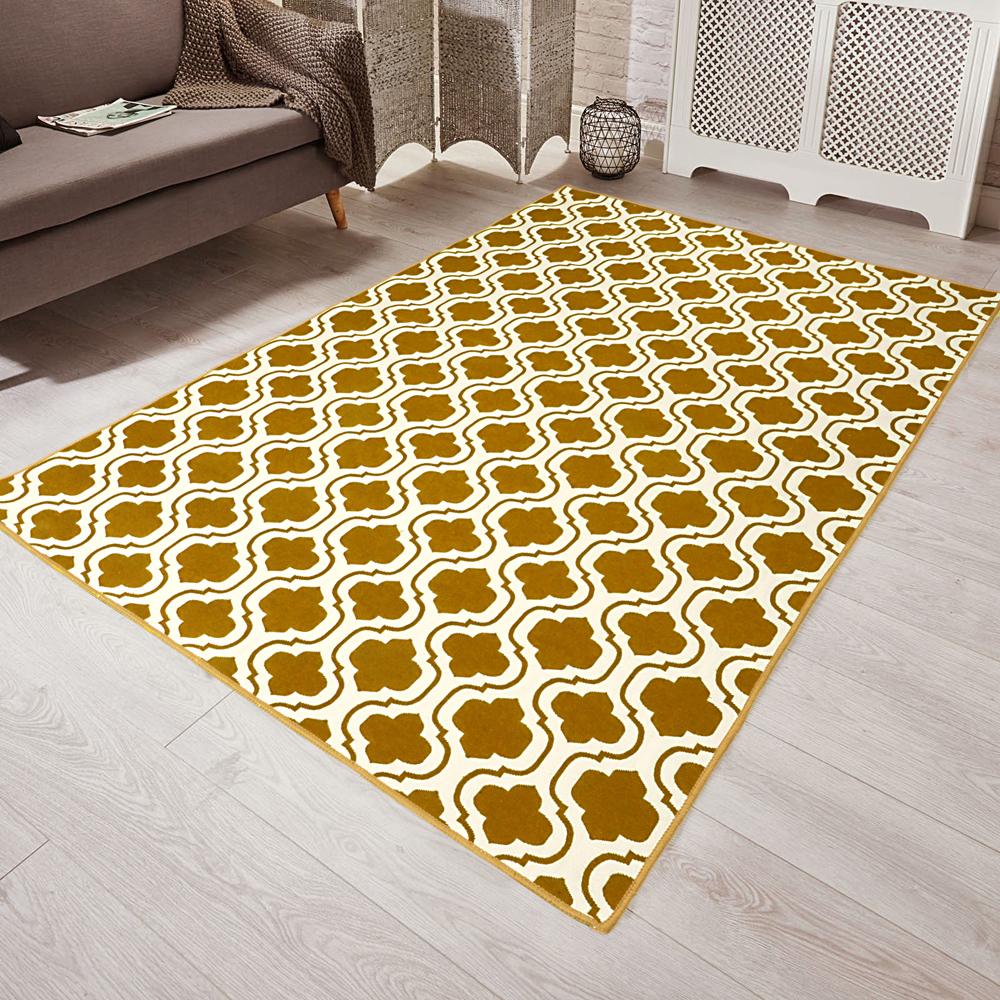 Saral Home Detec™ Ogee Pattern Cotton Rug (120X180CM)