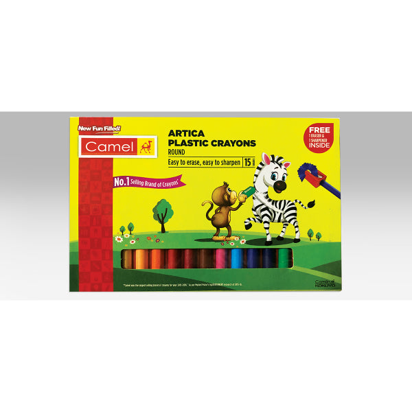 Detec™  Camel Artica Plastic Crayons 15 shades (pack of 5)