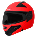 Load image into Gallery viewer, Detec™ Glossy Fluo Watermelon Helmet Fitted with Clear Visor and Extra Smoke Visor, Medium 580 MM
