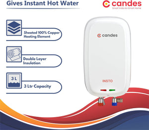 Candes 3 L Instant Water Geyser (Insto, White)