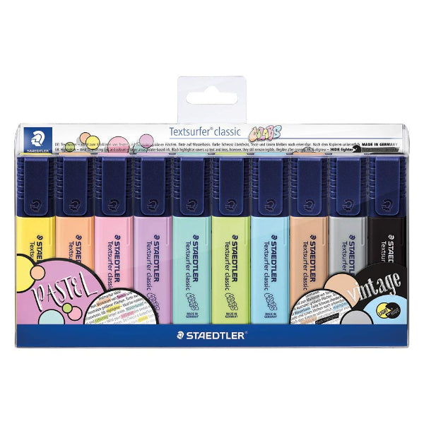 Detec™ STAEDTLER Textsurfer Classic Highlighter pens - pack of 10 clrs (new)