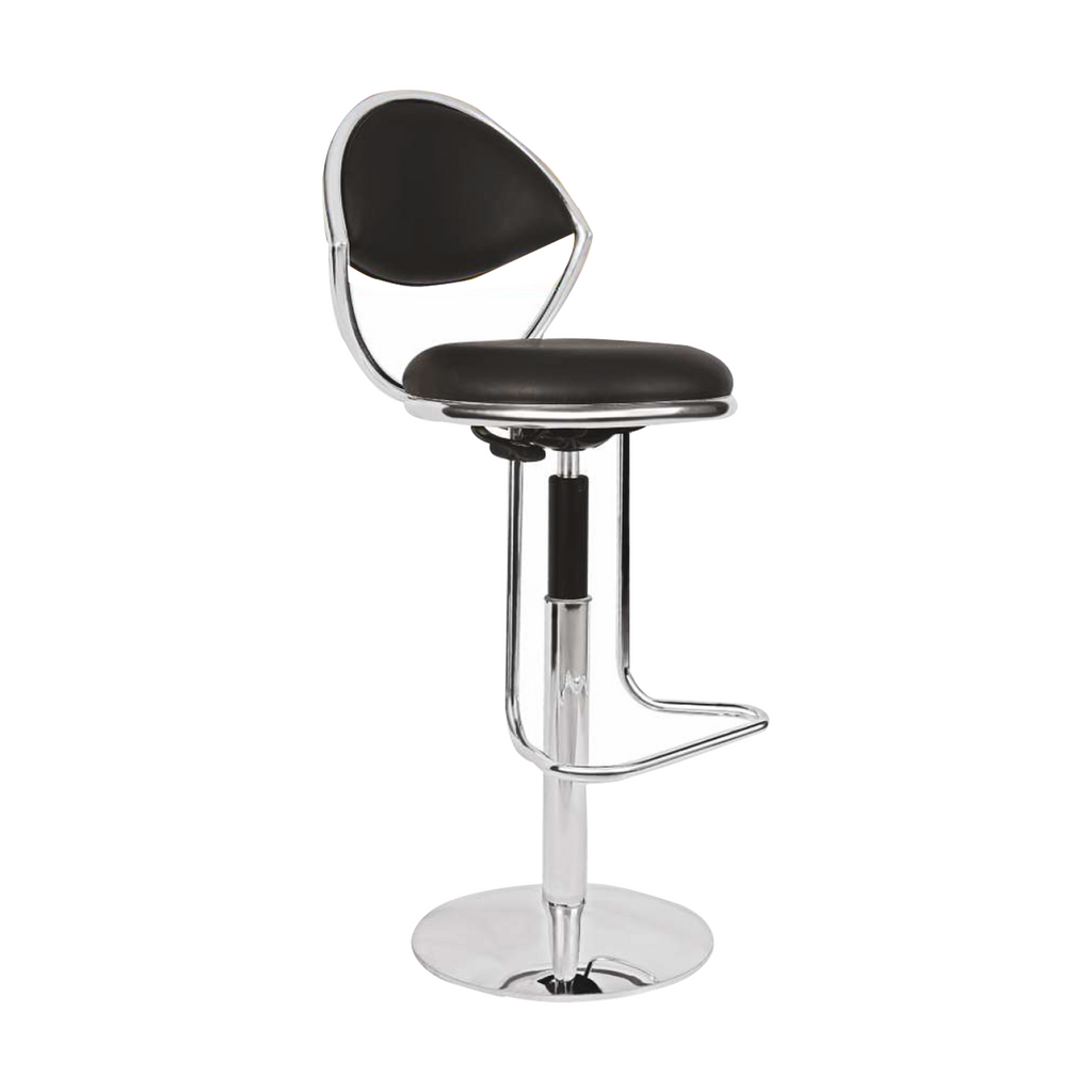 Detec™ Revolving Bar Stool, crome heavy base plate hydraulic with foot rest in black color