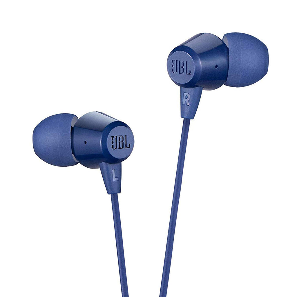 Open Box, Unused JBL C50HI Wired in Ear Earphones with Mic Blue
