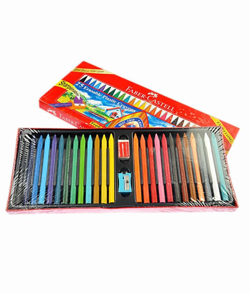 Detec™ Faber Castell 25 Shades Erasable Plastic Crayons Pack of 2