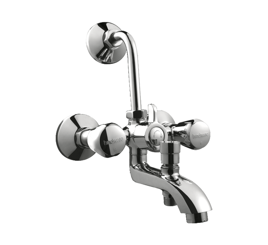 Hindware Contessa Plus Wall Mixer 3 In 1 System With Provision For Hand Shower And Overhead Shower with 115 mm Long Bend Pipe (F330022)