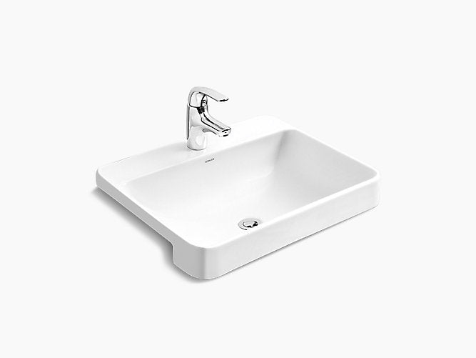 Kohler Forefront 578mm Semi Recessed Basin With Single Faucet Hole in White K-11479IN-VC1-0