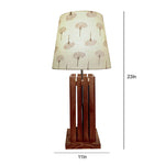 Load image into Gallery viewer, Elegant Brown Wooden Table Lamp with Yellow Printed Fabric Lampshade
