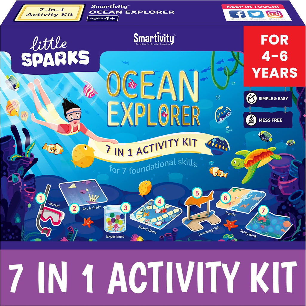 Smartivity Ocean Explorer Activity Kit for 4 to 6 Years Kids | 7 in 1 Fun Activities Toys / Games for Girls & Boys Age 4,5,6 Years | Made in India Pack of 10