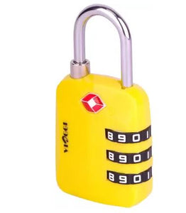 Viaggi Yellow 3 Dial Travel Sentry Approved Security Number Padlock