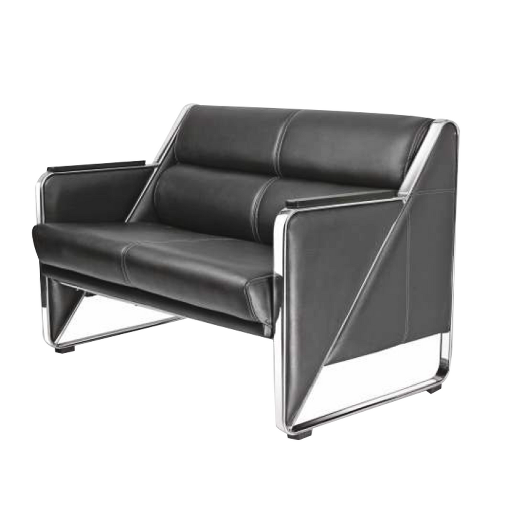 डिटेक™ ऑफिस सोफा दो सीटों वाली आरामदायक पिछली सीट और शीर्ष पीयू आर्म्स काले रंग में 
