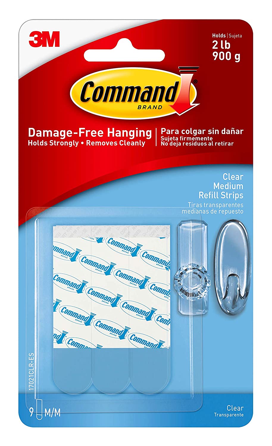 Detec™ 3M Command Clear Medium Refill Strips Pack of 30