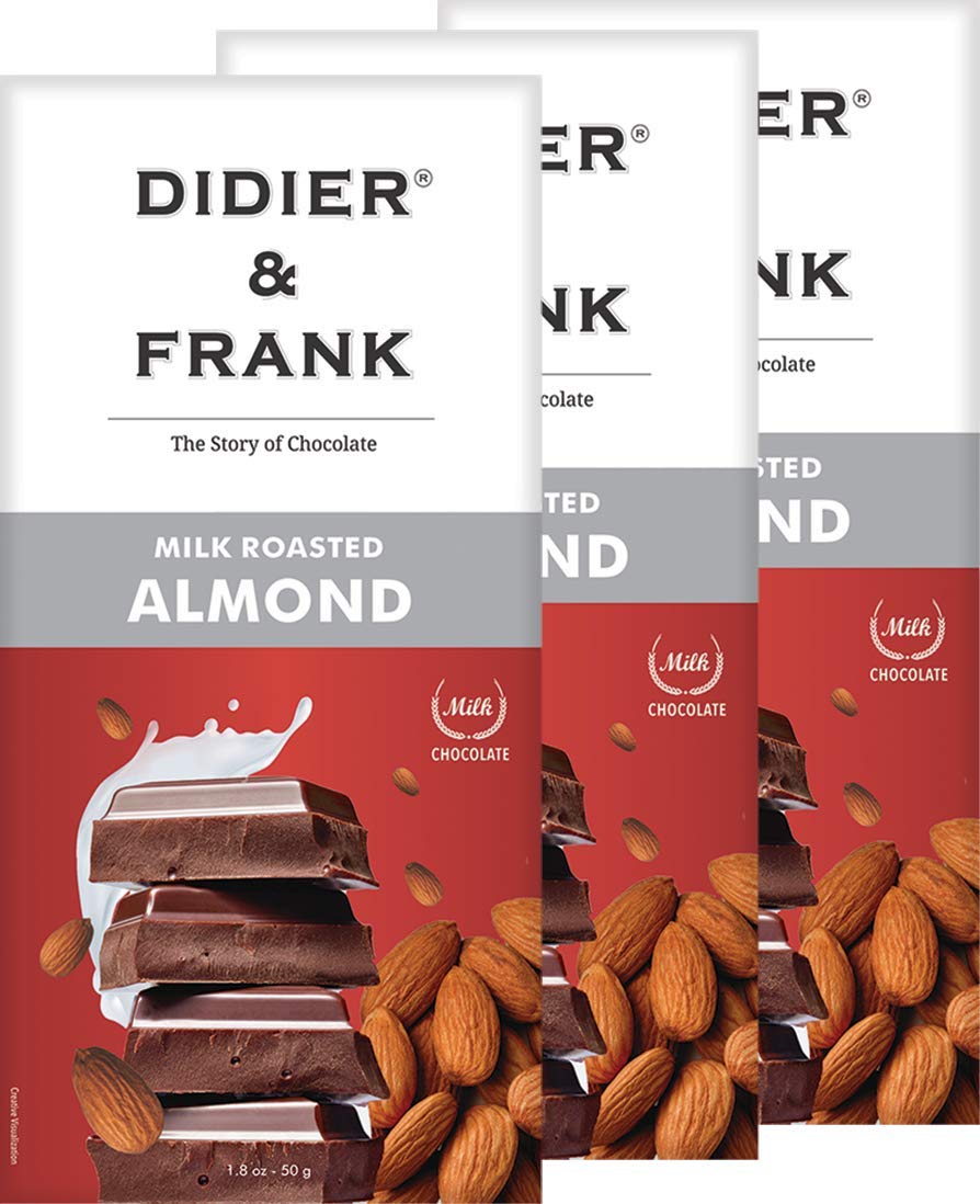 डिडिएर और फ्रैंक रोस्टेड बादाम डार्क चॉकलेट, 50 ग्राम (3 का पैक)