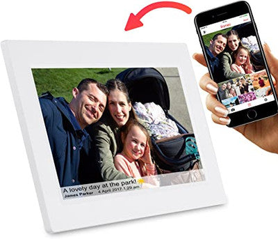 टच स्क्रीन के साथ फीलकेयर 10 इंच स्मार्ट वाईफाई डिजिटल फोटो फ्रेम, सफेद रंग में फोटो या छोटे वीडियो भेजें