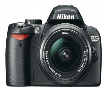 Nikon D60 DSLR कैमरा 18-55mm f/3.5-5.6G ऑटो फोकस-S निक्कर ज़ूम लेंस के साथ