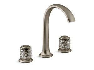 Kohler Arch Spout Saint Louis Crystal Flannel Grey Knob Handles Script Decorative by Kallista P25051-SLG-BV