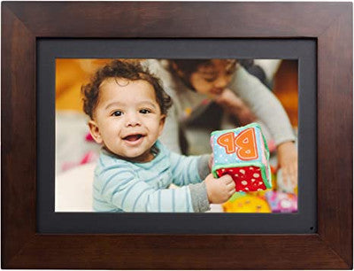 PhotoShare Friends and Family Smart Frame, Digital Photo, Send Pics from Phone to Frame 8", Espresso