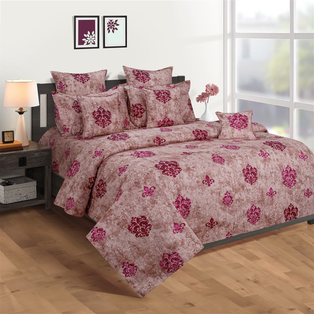 Detec™ Printed Zinnia Cotton Bed Sheet - 90 x 108 Inches