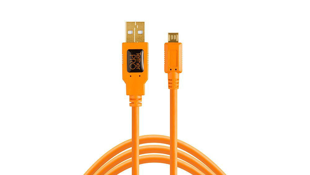 TetherPro version USB A to Micro-B 5 Pin Cable is a 15'(4. 6m) Cable Orange