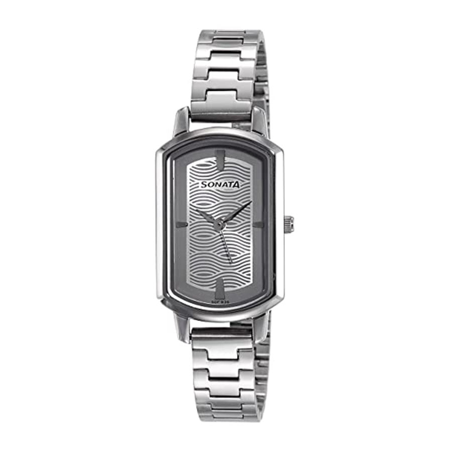 Sonata Elite Patterned Silver Dial Analog Watch for Women 8139SM01