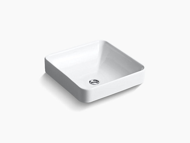 Kohler Forefront Square vessel basin without faucet hole in white