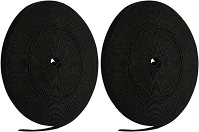 iMBAPrice Long Cable Fastening Tape Pack of 2 Black 25 Yards Roll