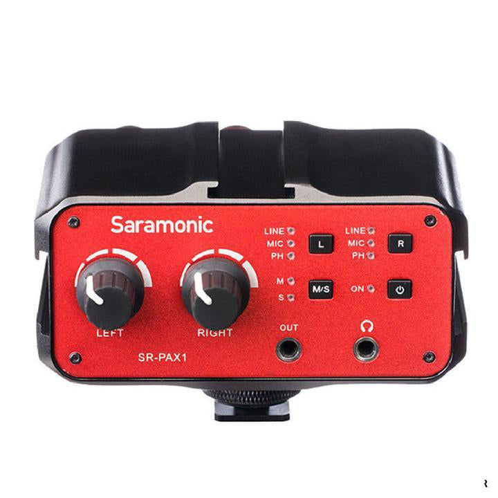सारामोनिक सीनियर पैक्स1 दो चैनल ऑडियो मिक्सर प्रीएम्प माइक्रोफोन एडाप्टर