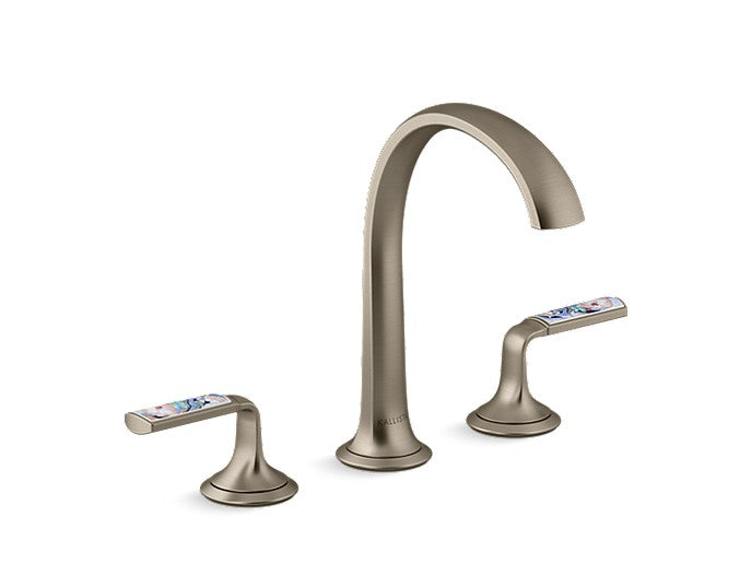Kohler Sink Faucet Arch Spout Spring Rain Enamel Lever Handles Script Decorative by Kallista P25055-SPR-BV