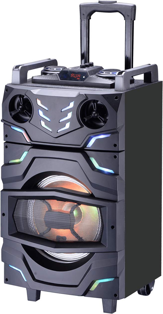 INTEX T-300 TUFB Trolley Karaoke Bluetooth Speaker with Remote, Built-in Amplifier & Wireless Mic(Black)