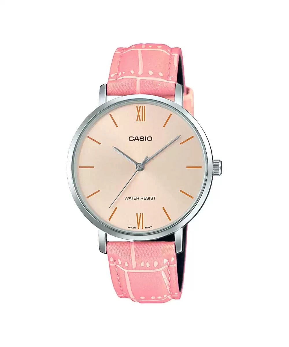 Casio Enticer महिलाओं के लिए LTP VT01L 4BUDF A1630 गुलाबी एनालॉग महिलाओं की घड़ी