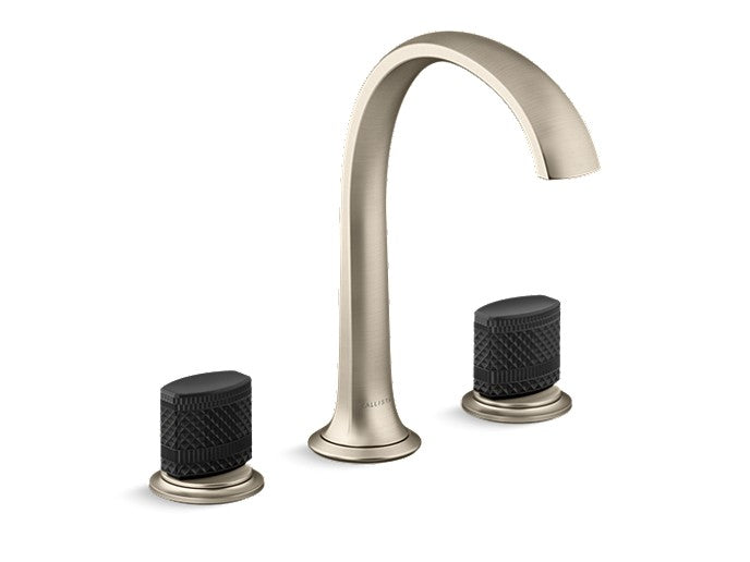 Kohler Sink Faucet Arch Spout Matte Black Porcelain Knob Handles Script Decorative by Kallista P25057-CMB-BV