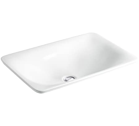 Kohler 75749-HD1-0 Sartorial Herringbone On Carillon Wading Pool Rectangular Vessel Bathroom Sink White