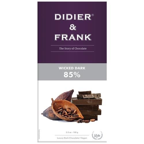 डिडिएर और फ्रैंक 85% डार्क चॉकलेट 50 ग्राम (2 का पैक)