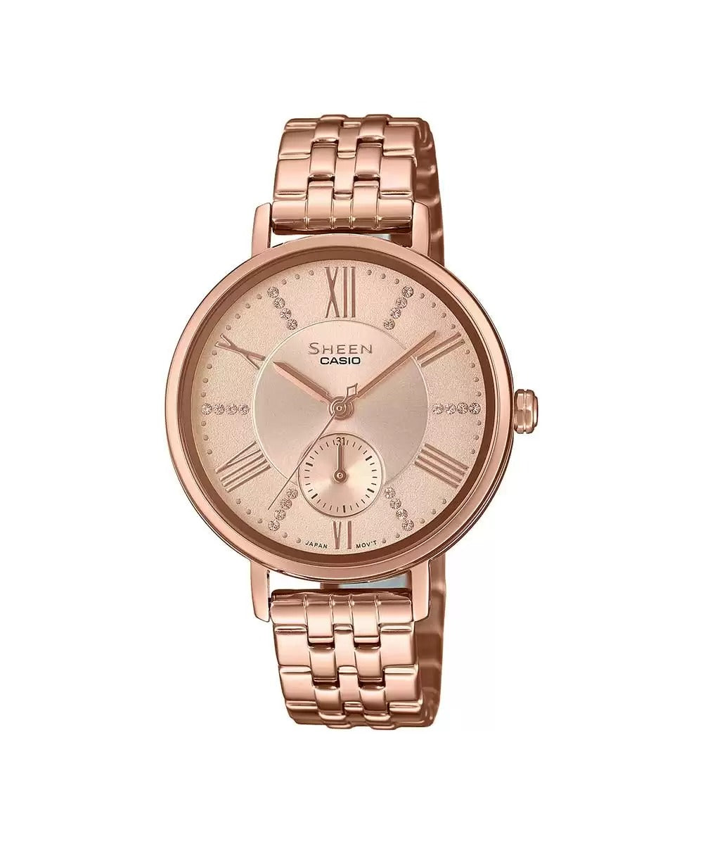 Casio Sheen SHE 3066PG 4AUDF SX238 Pink Gold IP Women's Watch