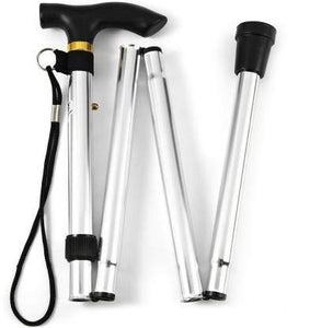 Dr Care 4 Folding Sections Walking Stick Silver