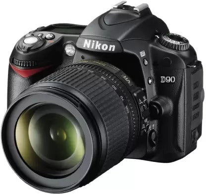 प्रयुक्त Nikon D90 DSLR कैमरा बॉडी AF-S 18-105 मिमी VR लेंस के साथ काला
