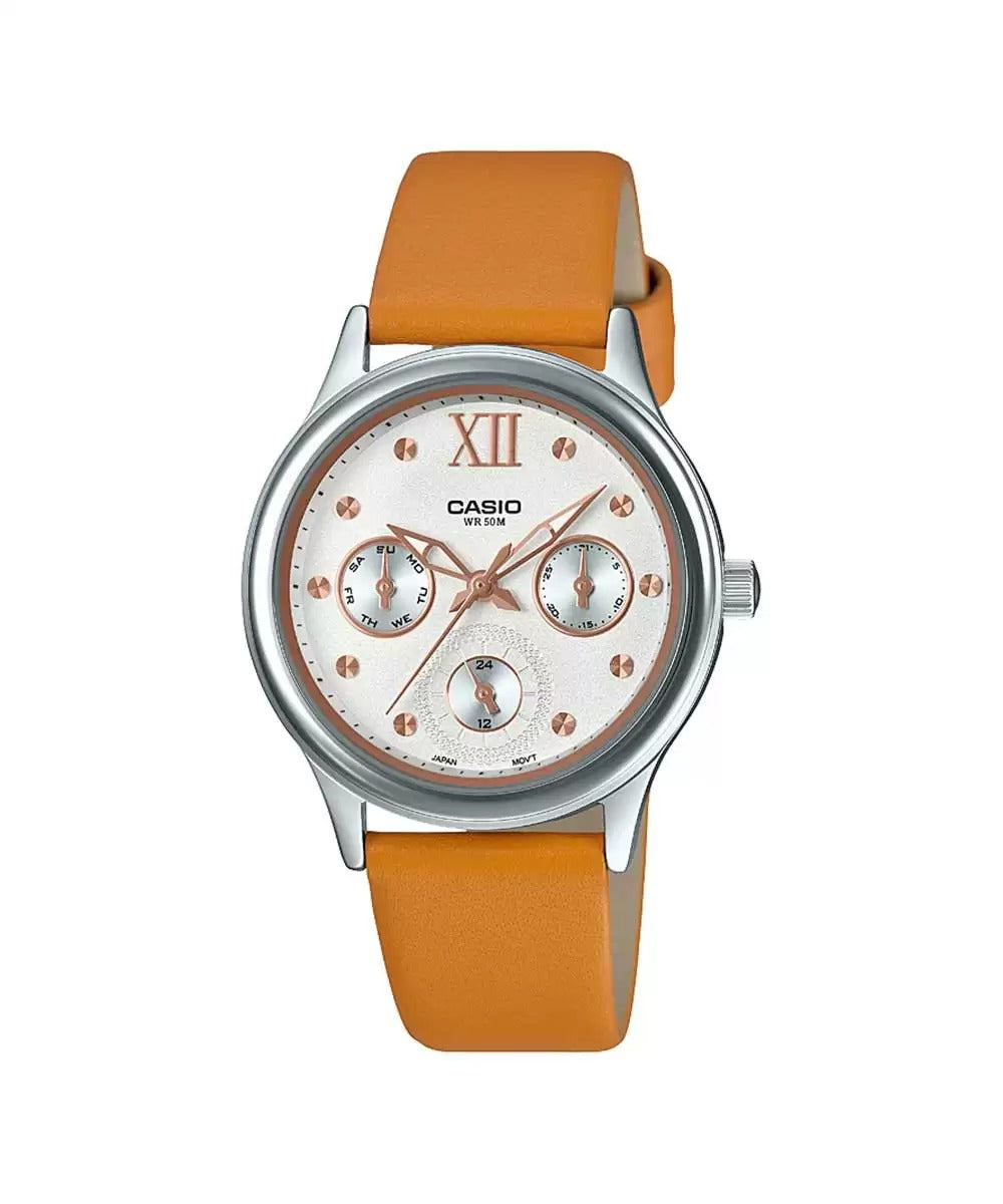 Casio Enticer Ladies LTP E306L 7A2VDF A1600 Orange Multi Dial Women's Watch