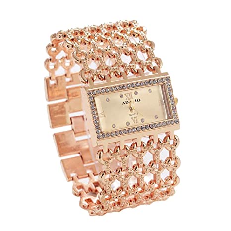 Open Box Unused Adamo Adele 18k Gold Plated Bracelet Watch BG862