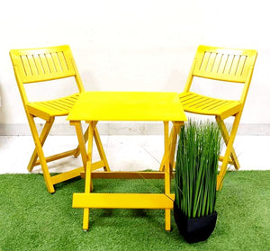 Detec Homzë Wooden Portable Folding Chair and Table set - Yellow 
