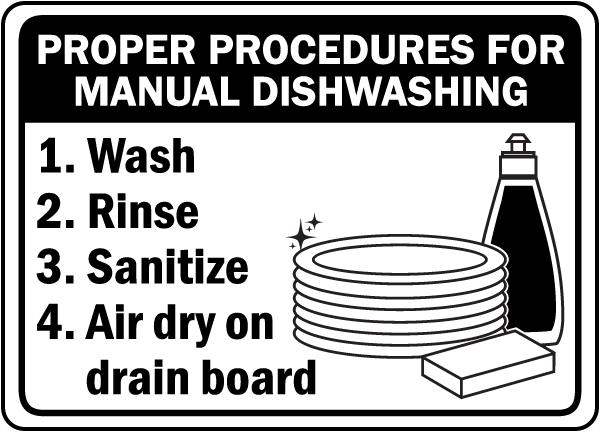 Detec™ 12x16 Inch Manual Dish washing Procedures Sign board