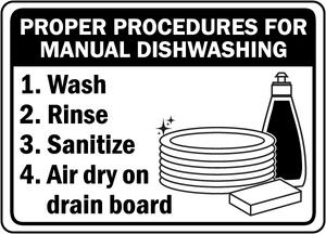 Detec™ 12x16 Inch Manual Dish washing Procedures Sign board