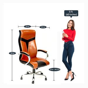 Detec™  Ergonomic Best Office Chair Back Arm Rest - Brown & Black Color 