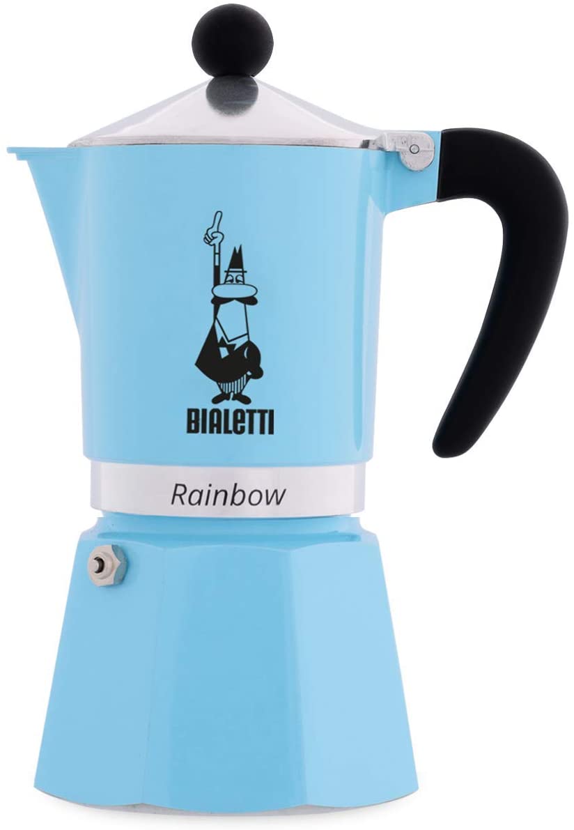Bialetti Rainbow Espresso Maker 3 Cup Light Blue