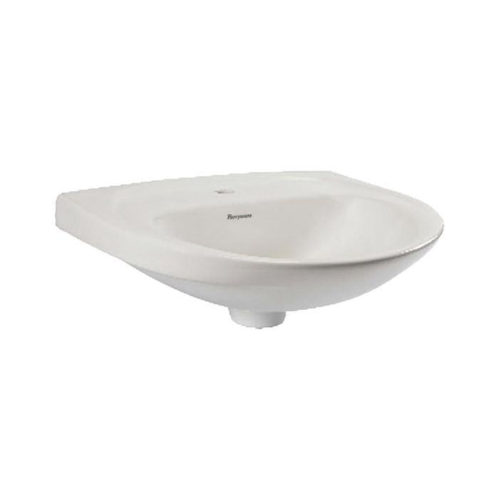 Parryware Wall Mounted Semi Circle Shaped White Basin Area Cascade Classic C0476