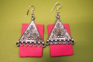 Detec Homzë Pink Ethnic Silver Handmade Earrings