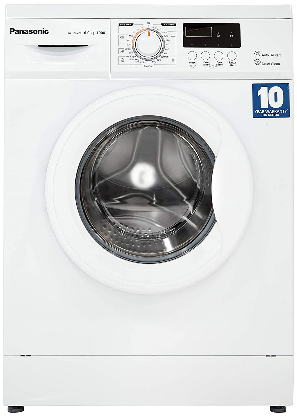 पैनासोनिक 6 किलोग्राम फुली-ऑटोमैटिक फ्रंट लोडिंग वॉशिंग मशीन Na-106mc2w01