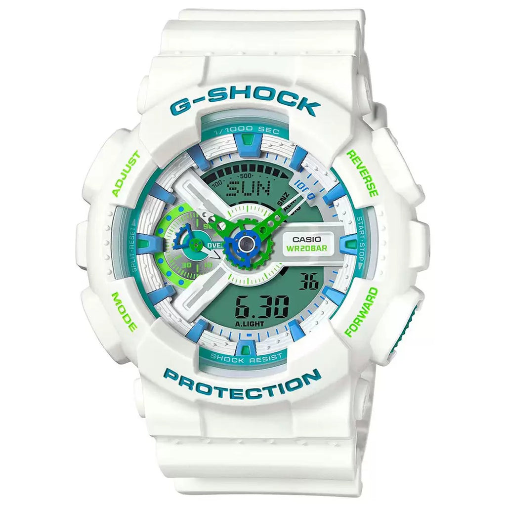 Casio G Shock Analog Digital White Dial Men's Watch GA 110WG 7ADR G744