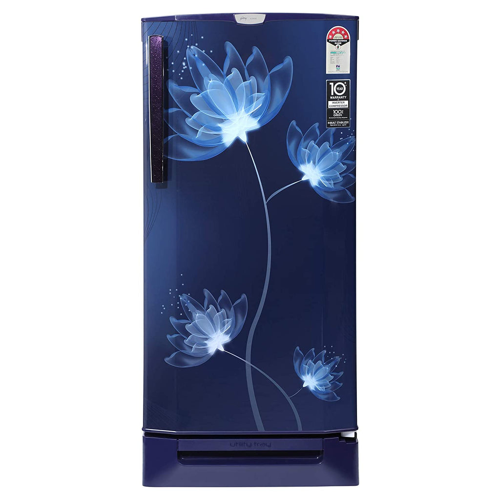 Godrej 190 L 5 Star Inverter Direct-Cool Single Door Refrigerator Glass Blue RD 1905 PTDI 53 GL BL