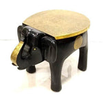 Load image into Gallery viewer, Traditional Round Elephant Shape Rajasthani Golden Patra Wooden Stool ( Model : 223 ) - Detech Devices Private Limited
