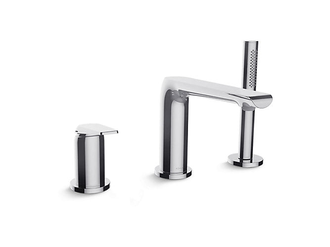 Kohler Avid K-97360T-B4-CP Deck-mount bath tub filler with hand shower in polished chrome